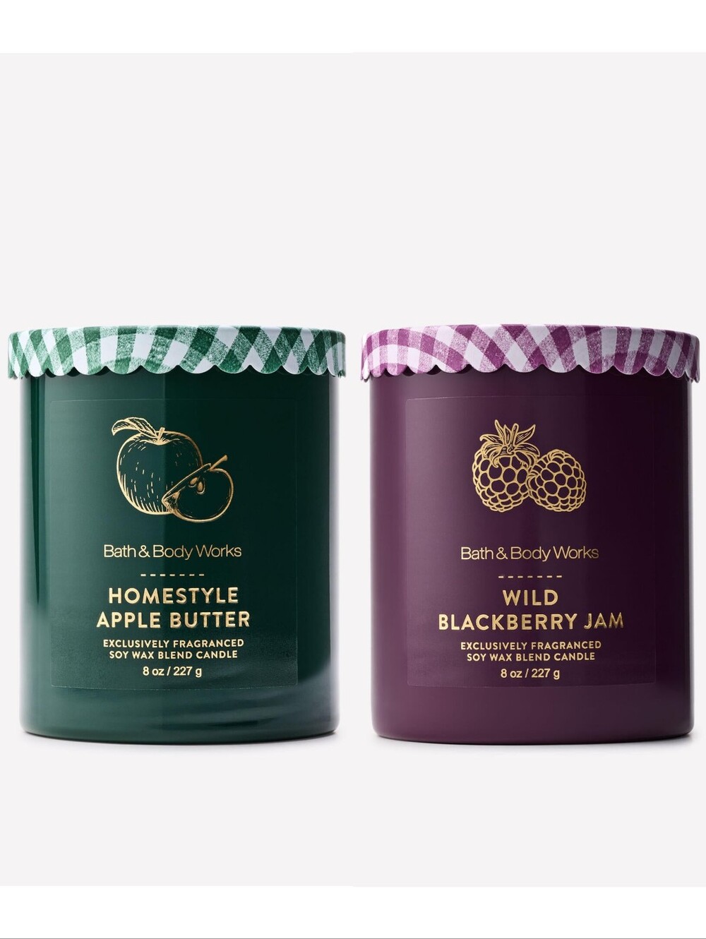 Bath Body Works Wild Blackberry Jam & Homestyle Apple Butter Candle Set NEW RARE